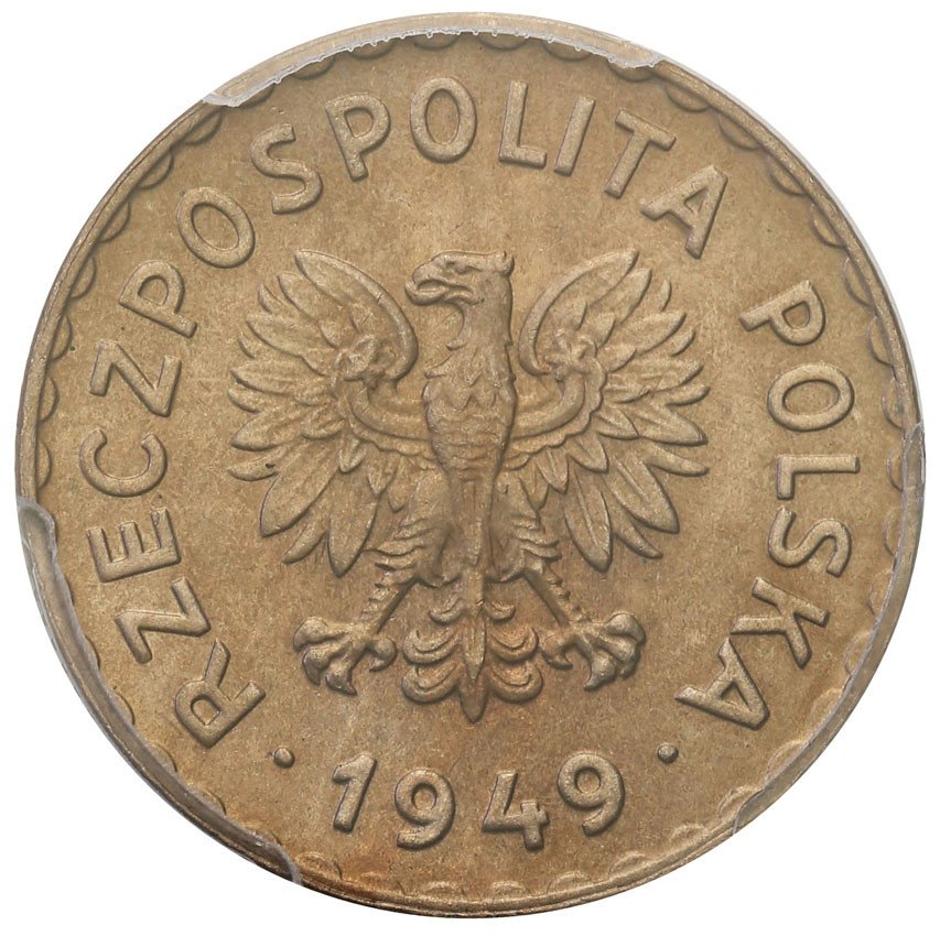 PRL. 1 złoty 1949 miedzionikiel PCGS MS65